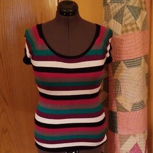 Maurices Striped Scoop Neck Cap Sleeve Top - Black, White, Teal, Burgundy, Pink